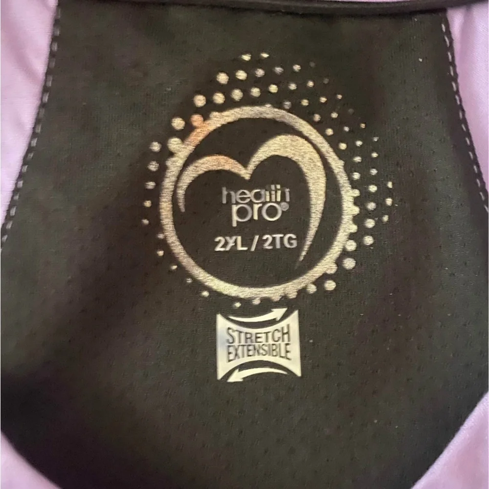 ❤️ Health Pro Scrub Top Size 2XL 100% Cotton Black and Purple - Picture 2 of 2